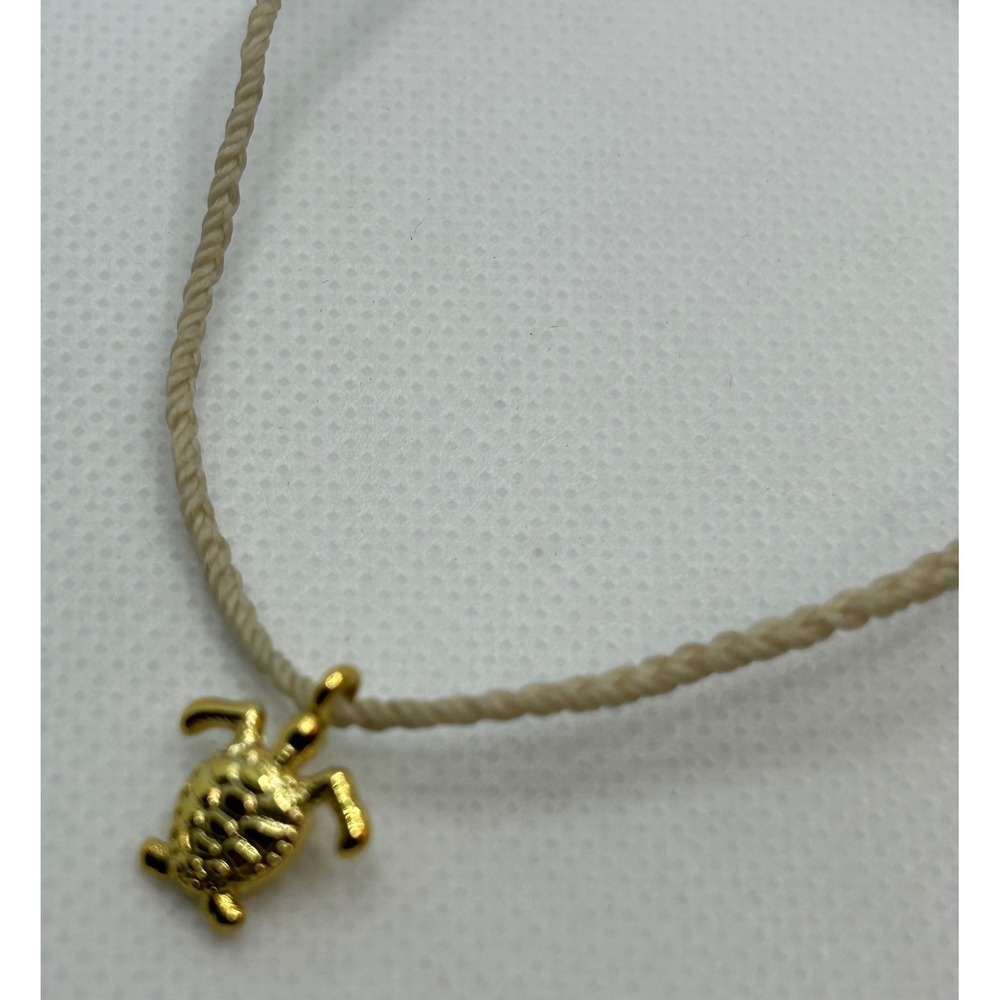 Puro Vida Gold Turtle Charm Anklet Bracelet Wax Cord Adjustable Beach Boho